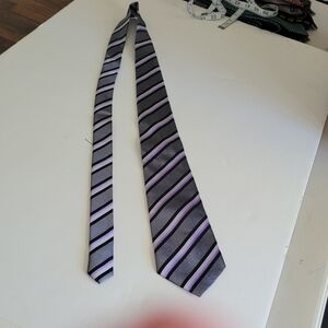 T.M.Lewin Purple and Gray Striped Tie